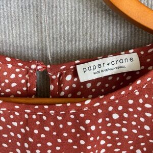 Paper Crane Rust Blouse with White Dots